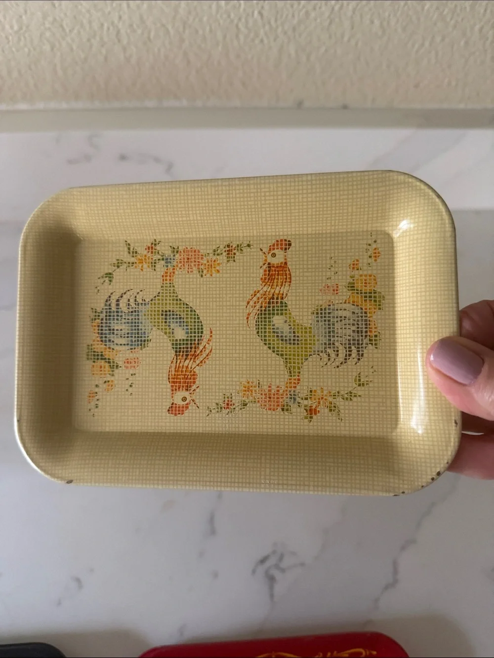 Vintage Rooster Mini Trays Set of 2